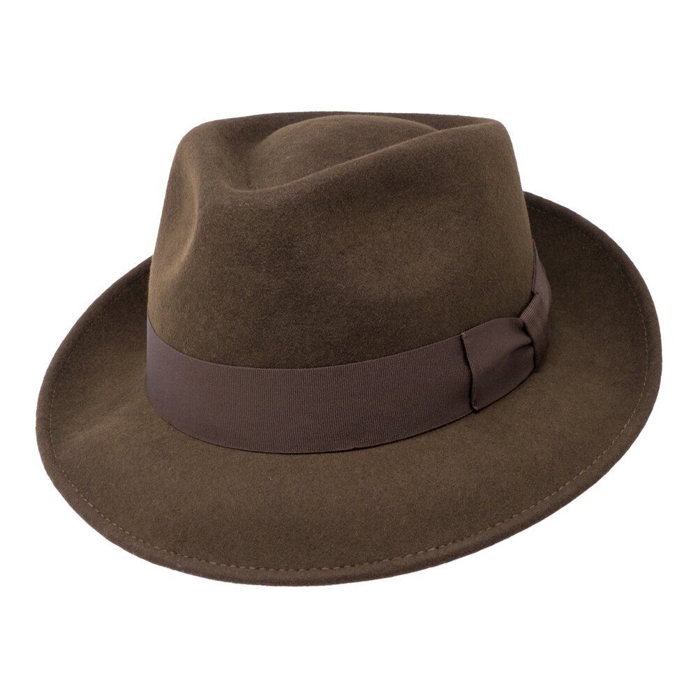 2435 B&S Premium Doyle - Teardrop Fedora Hat - 100% Wool Felt - Crushable